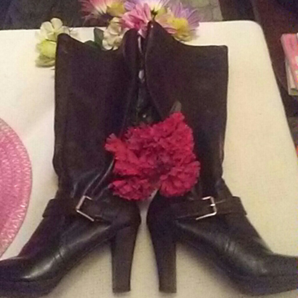 💝SEXY REAL LEATHER BLACK ZIP UP BOOT